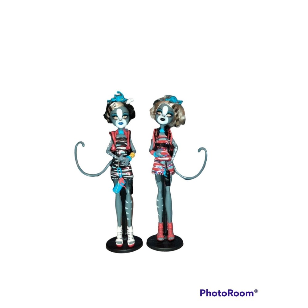 Monster High Meowlody & Purrsephone cat twins 2 doll set    Great cond